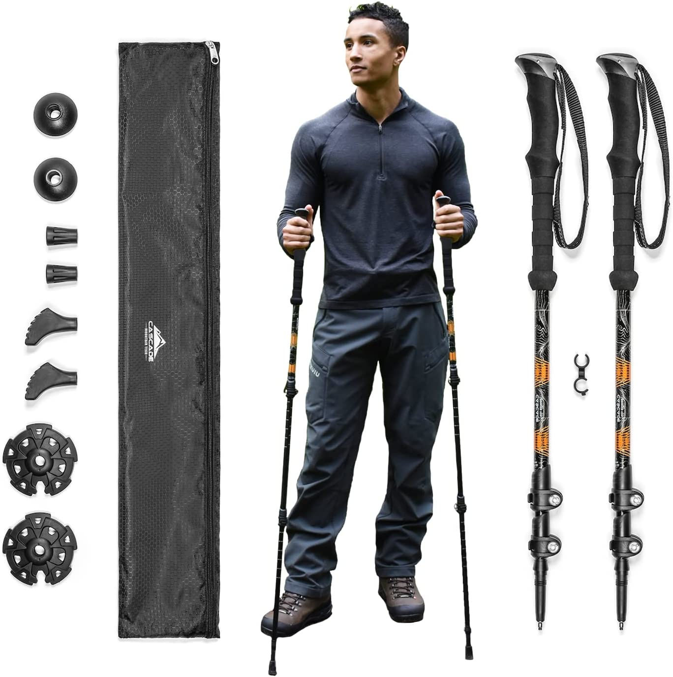 Cascade Mountain Tech Lightweight Aircraft-Grade Aluminum Trekking Poles with